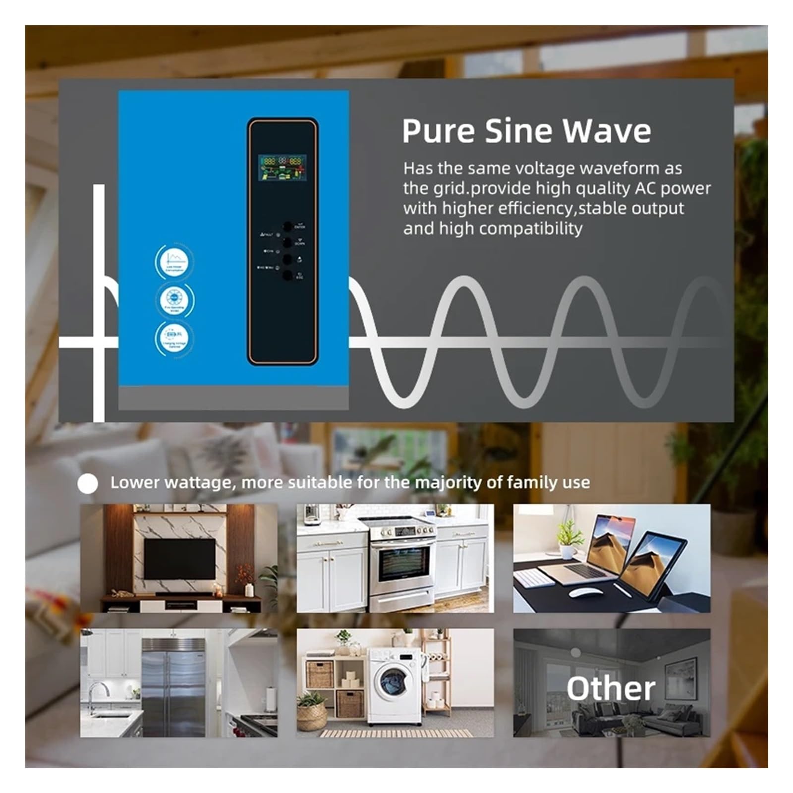 Inverter Inverter solare a bassa frequenza 24V 3KW ibrido MPPT 3000W 60A Inverter fuori rete Energia solare