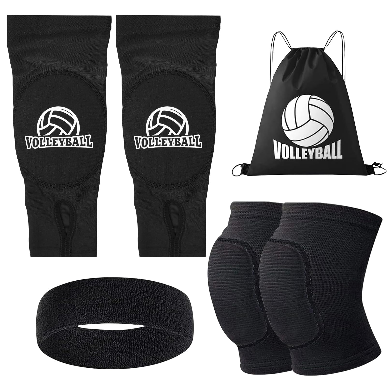 Hpbaggy Espinilleras fútbol para niños jóvenes, 1 Par Antebrazo Voleibol + 1 Par Rodilleras para Voleibol