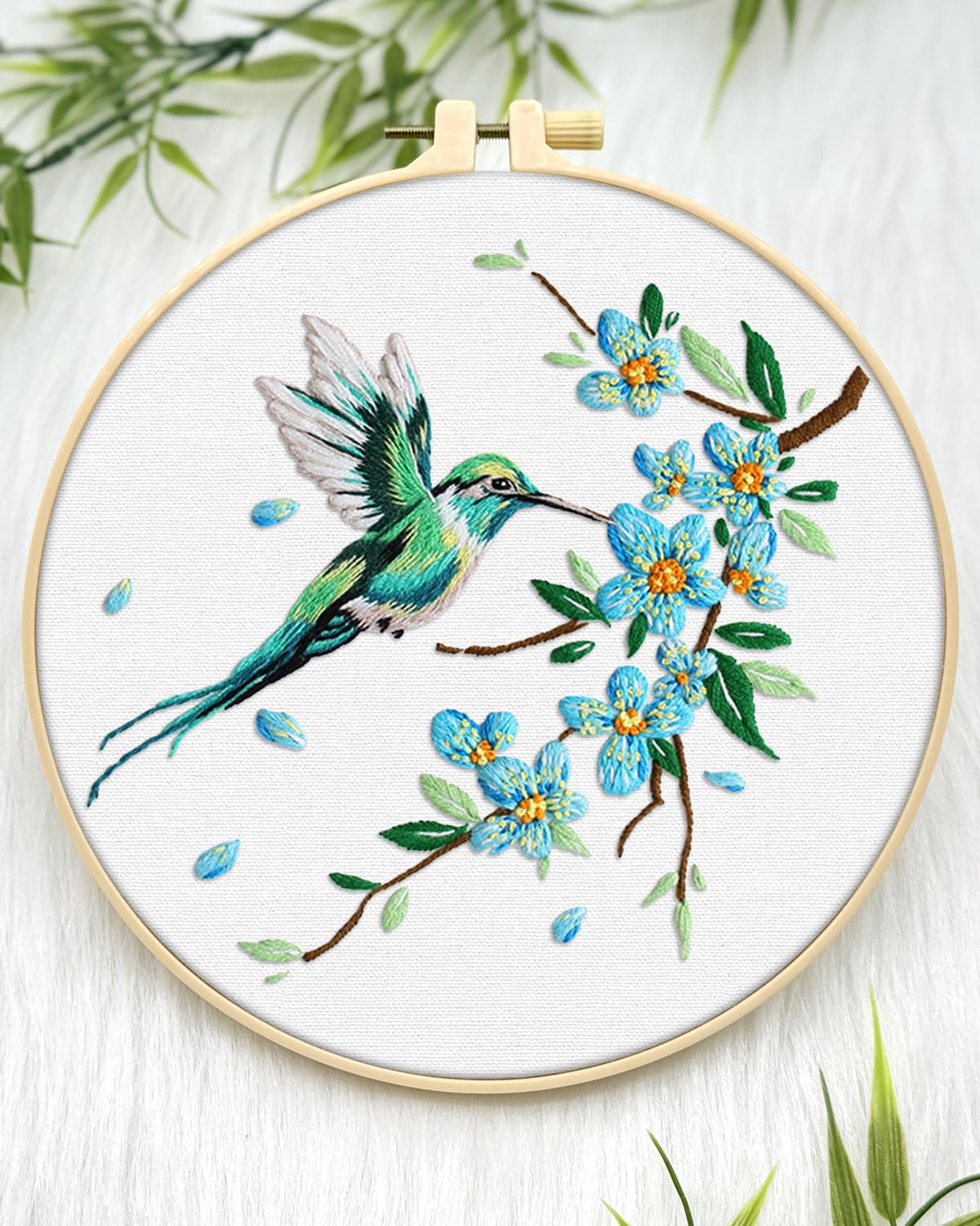 Beginner Embroidery Kit - Hummingbird Design -4