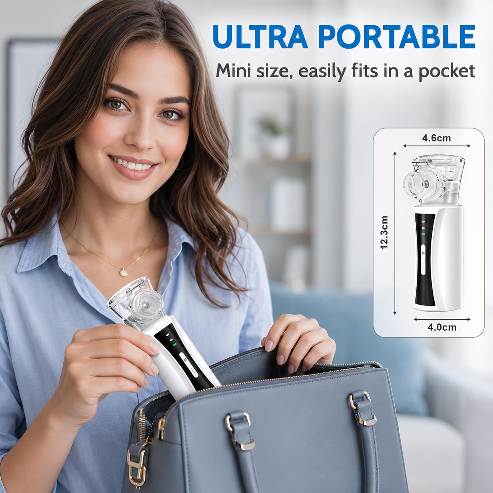 Przenośny nebulizator OLEKE – cichy, ładowany przez USB-C