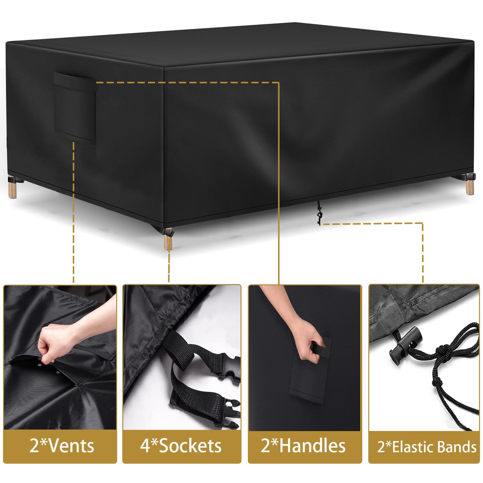 Funda Mesa Exterior Impermeable, 420D Tissu Oxford Funda Muebles Jardín, Resistente Al Agua, Al Polvo Y A Los Rayos UV, Lonas Impermeables