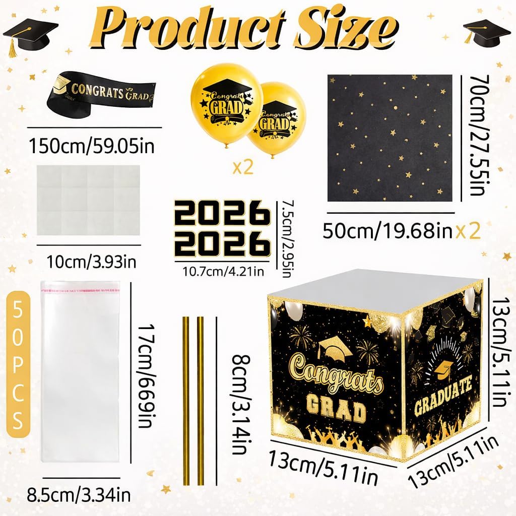2026 Graduation Gifts Set for Him Her, 14" Autograph Graduation Bear with Money Holder for Cash Gift, Graduation Guest Book, Grad Bear Keepsake Gift Kit for Graduation Party Favor Senior College