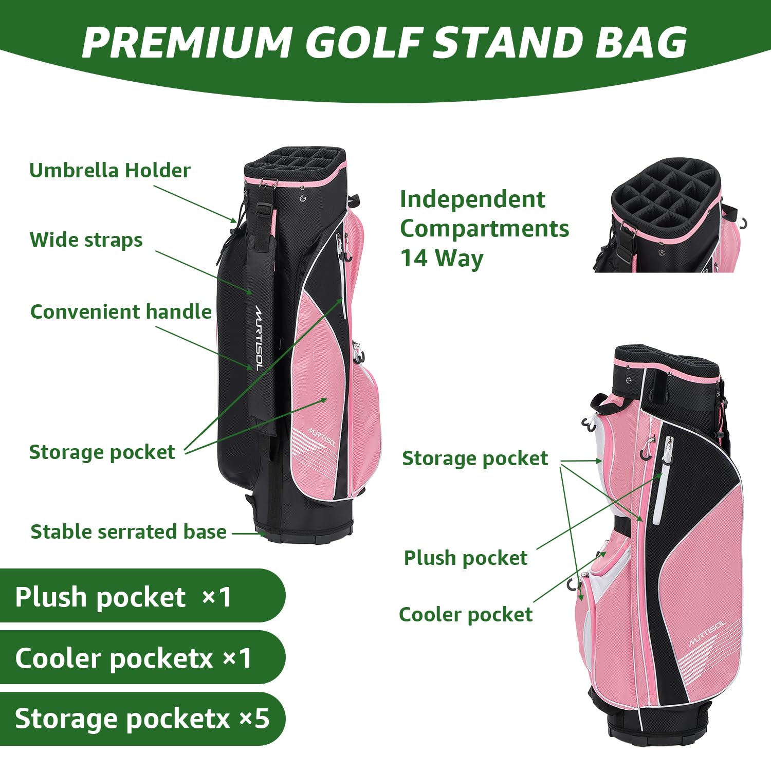 XDriveMax Lot de 10 Clubs de Golf complets pour Femme droitier avec Housse de Pluie, 1#Driver 3#Wood #5 Hybride, avec 3 Couvre-tête, 6# 7# 8# 9# PW# Fers et Putter