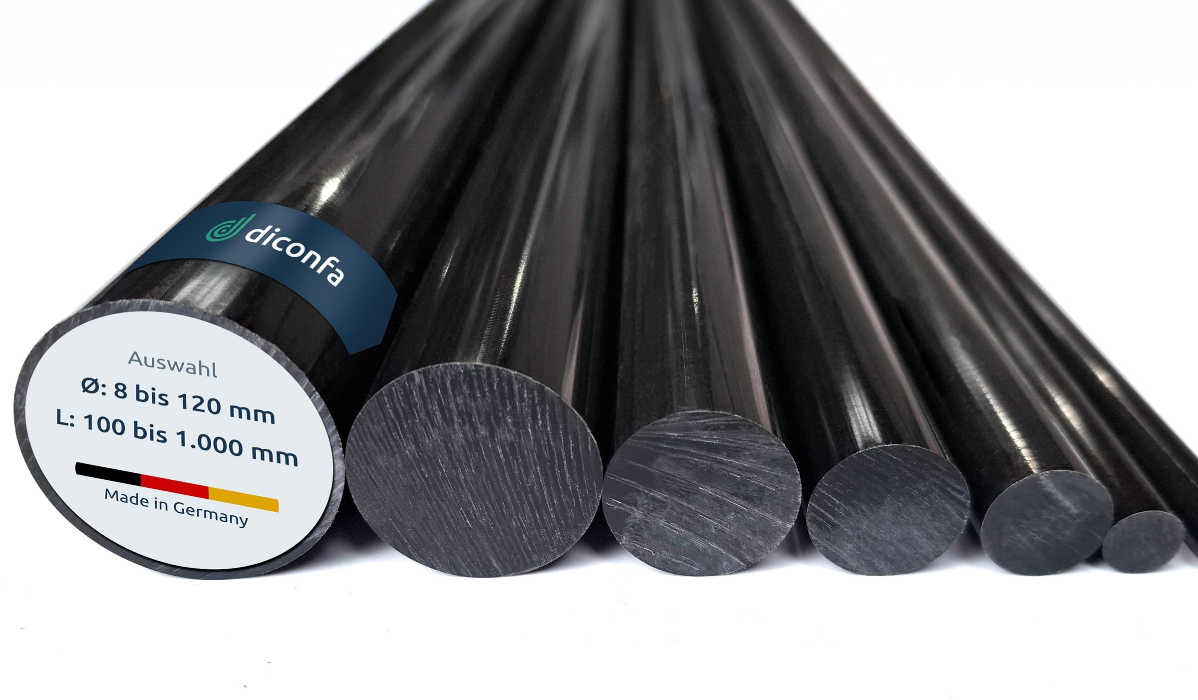 diconfa POM barre ronde noir SUR MESURE - Diamètre : 8 à 120mm - Longueur : 100 à 1000mm - Ø 50mm, 260mm long - Barre ronde en plastique Matériau rond - Industrie Commerce Privé