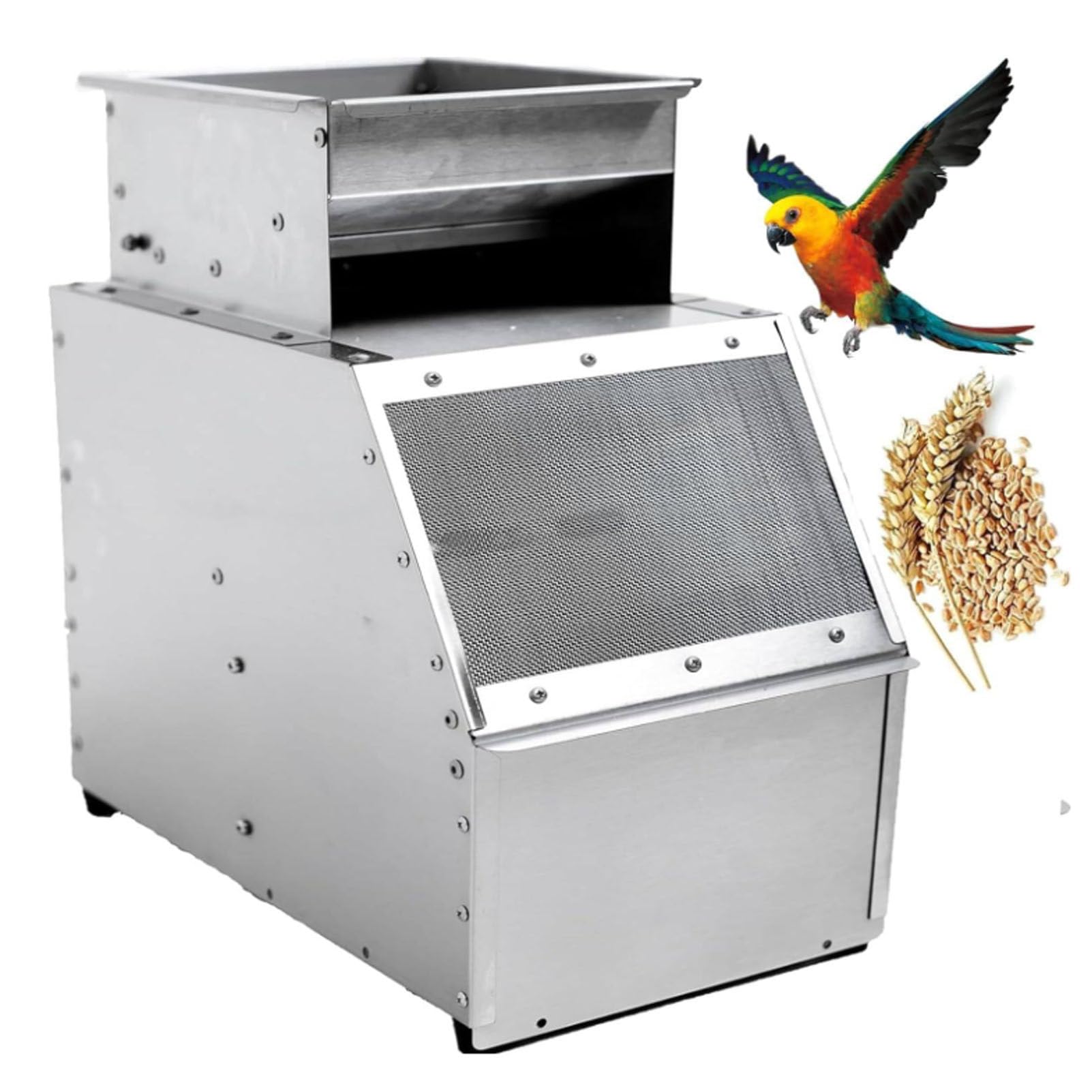 Getreideschalenmaschine, elektrische Edelstahl-Körner-Reinigungsmaschine für Hirse, Vogelfutter-Windschutz und Samenwinnower