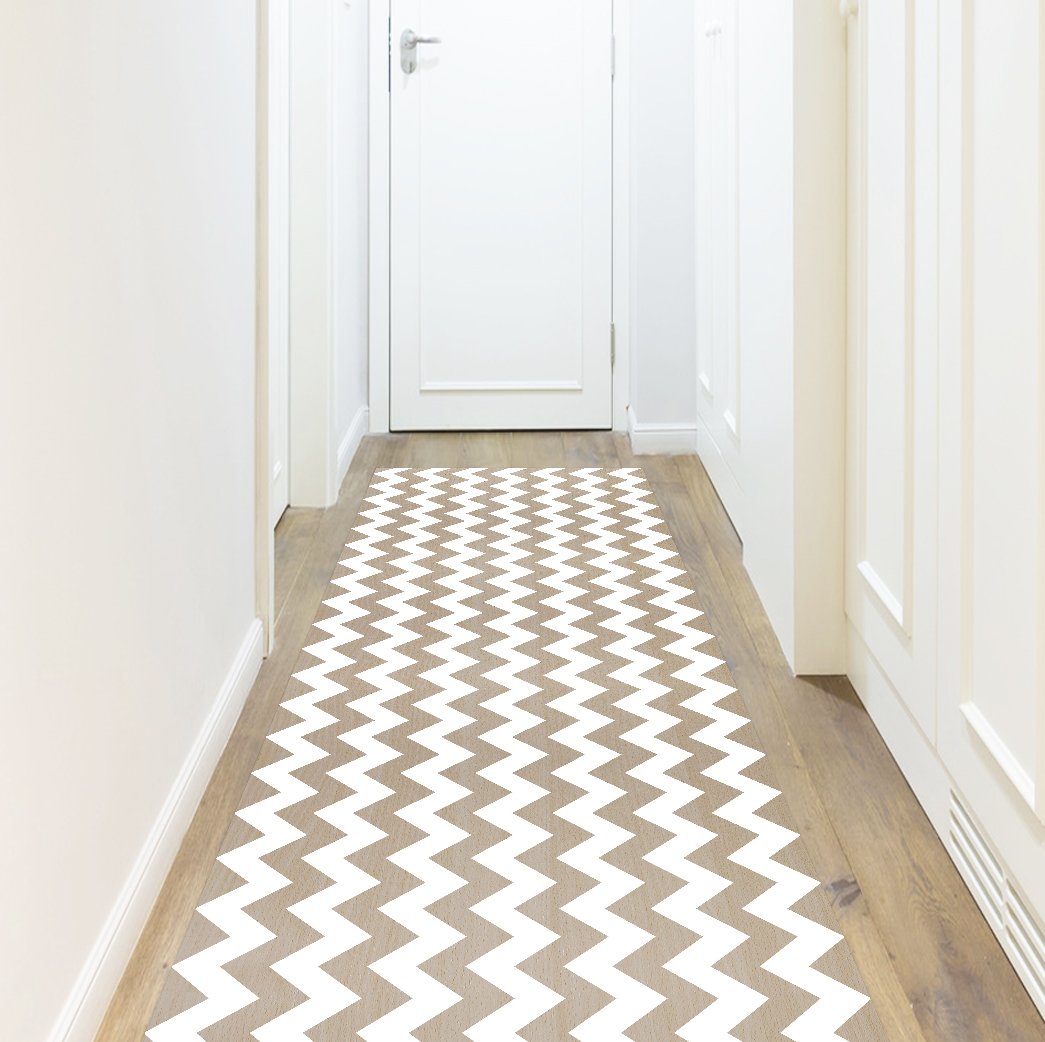 VINILIKO Design | Alfombra Vinílica Chevron 66x250 cm - Antideslizante, Impermeable, Lavable - Varios Tamaños - Alfombra Vinilo Salón, Cocina