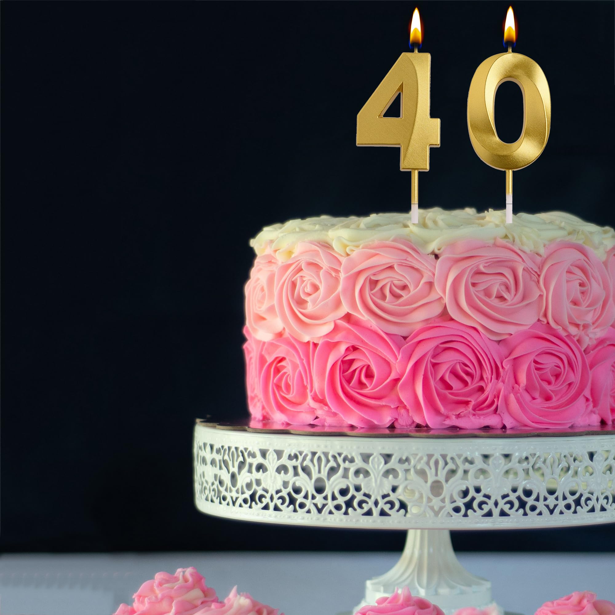 Velas de cumpleaños número 40, velas de cumpleaños con números dorados de 40 años, velas número 40 para hombres y mujeres, decoraciones de fiesta de feliz cumpleaños, decoración de tartas, regalos