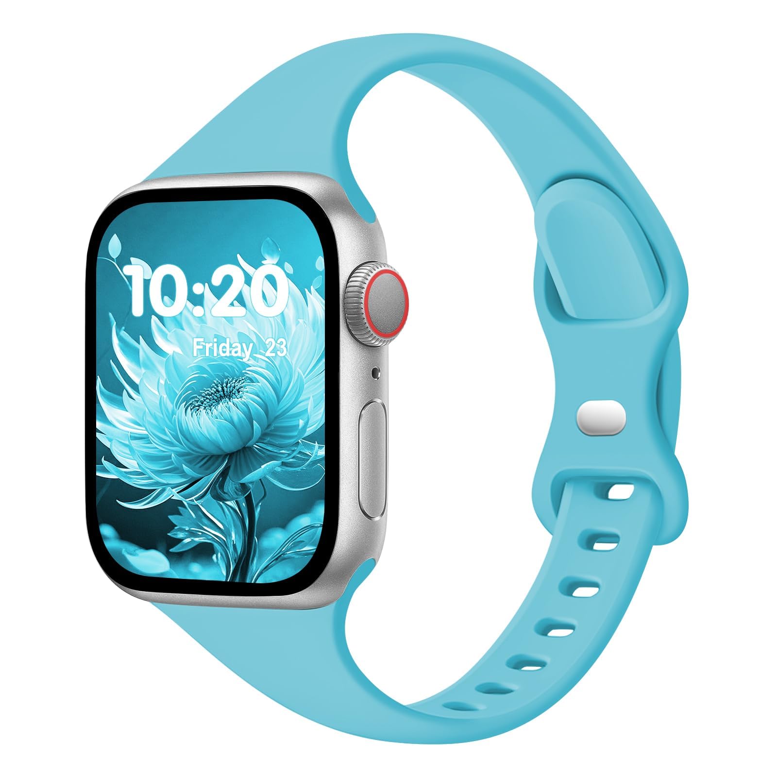 Slim Band Compatible with Apple Watch Bands 38mm 40mm 41mm 42mm 44mm 45mm 49mm for Women Men,Soft Thin Narrow Silicone Sport Strap Wristbands for iWatch Series12 11 10 9 8 7 6 5 4 3 2 1 SE Ultra/Ultra 2 Teal