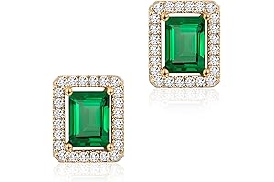 Emerald Green Gold Rectangular Earrings