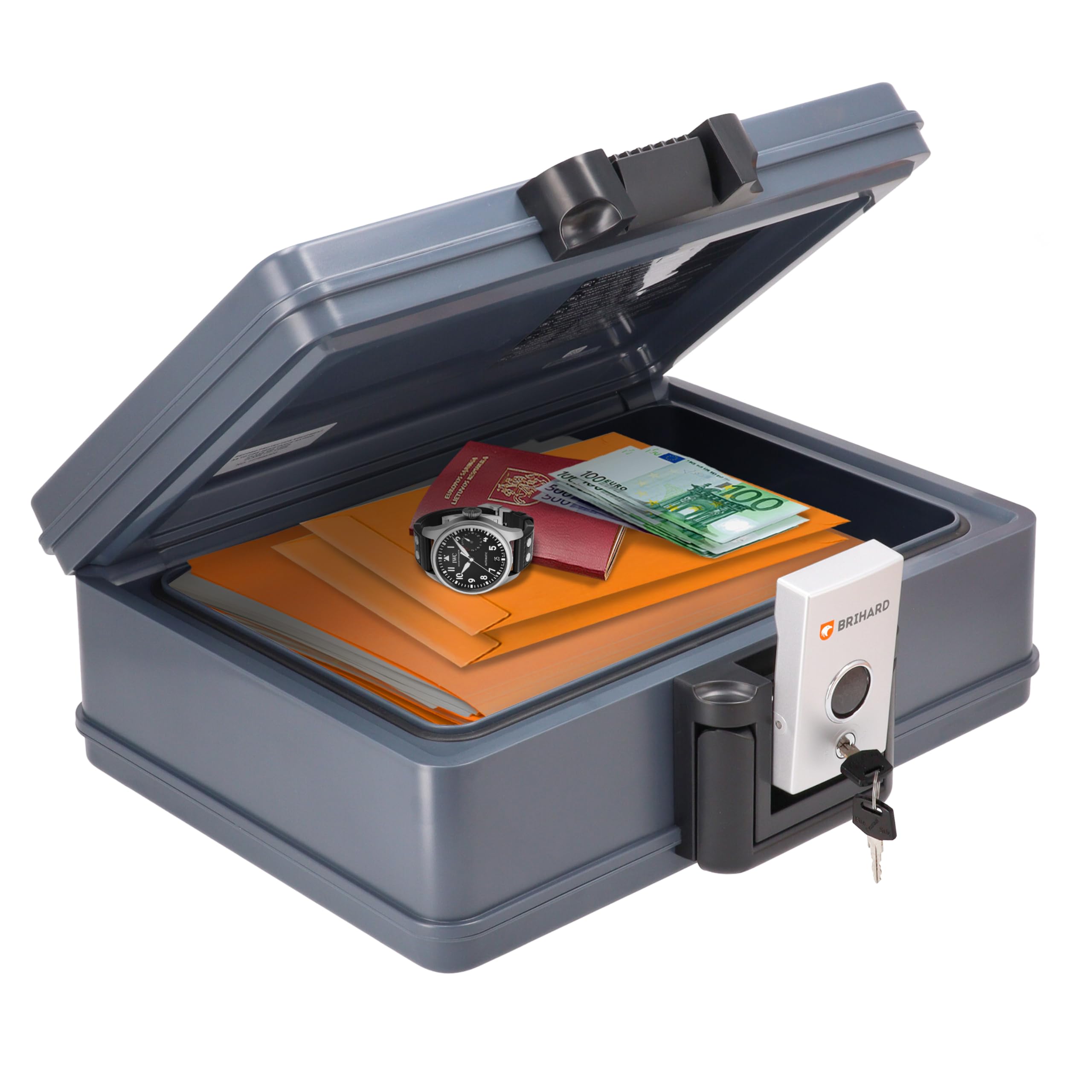 Cassetta Per Documenti HMF 141-07 - DIN A4, Chiusura A Chiave, Grigio Chiaro 37.5x26.5x8cm - Foto 6