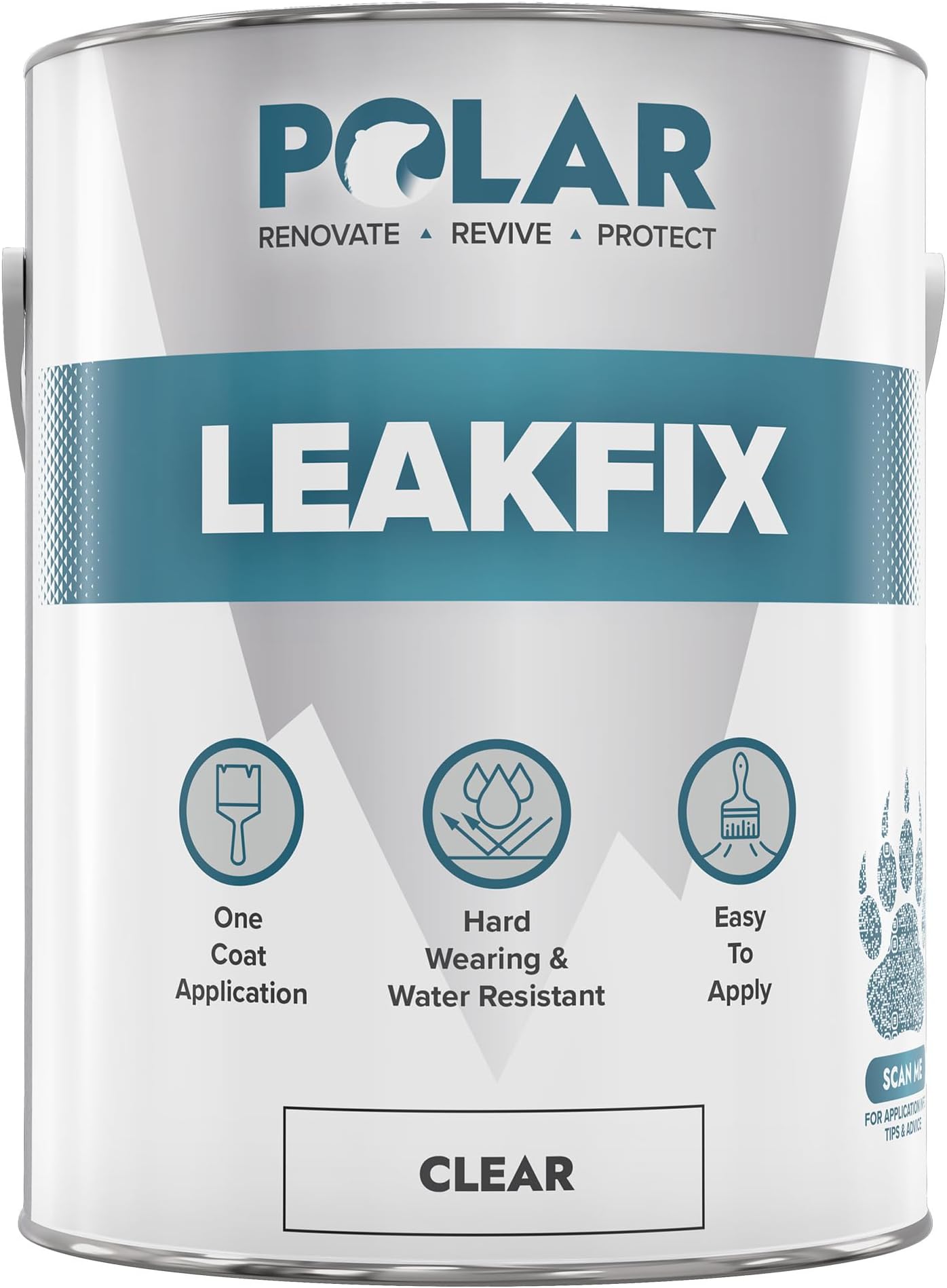 Polar Leak Seal Paint - 2.5L, Clear - Waterproof Roof Sealant for Leaks & Cracks - Seals and Protects Roofs, Gutters, & Drainpipes from UV Damage - Easy One Coat Application