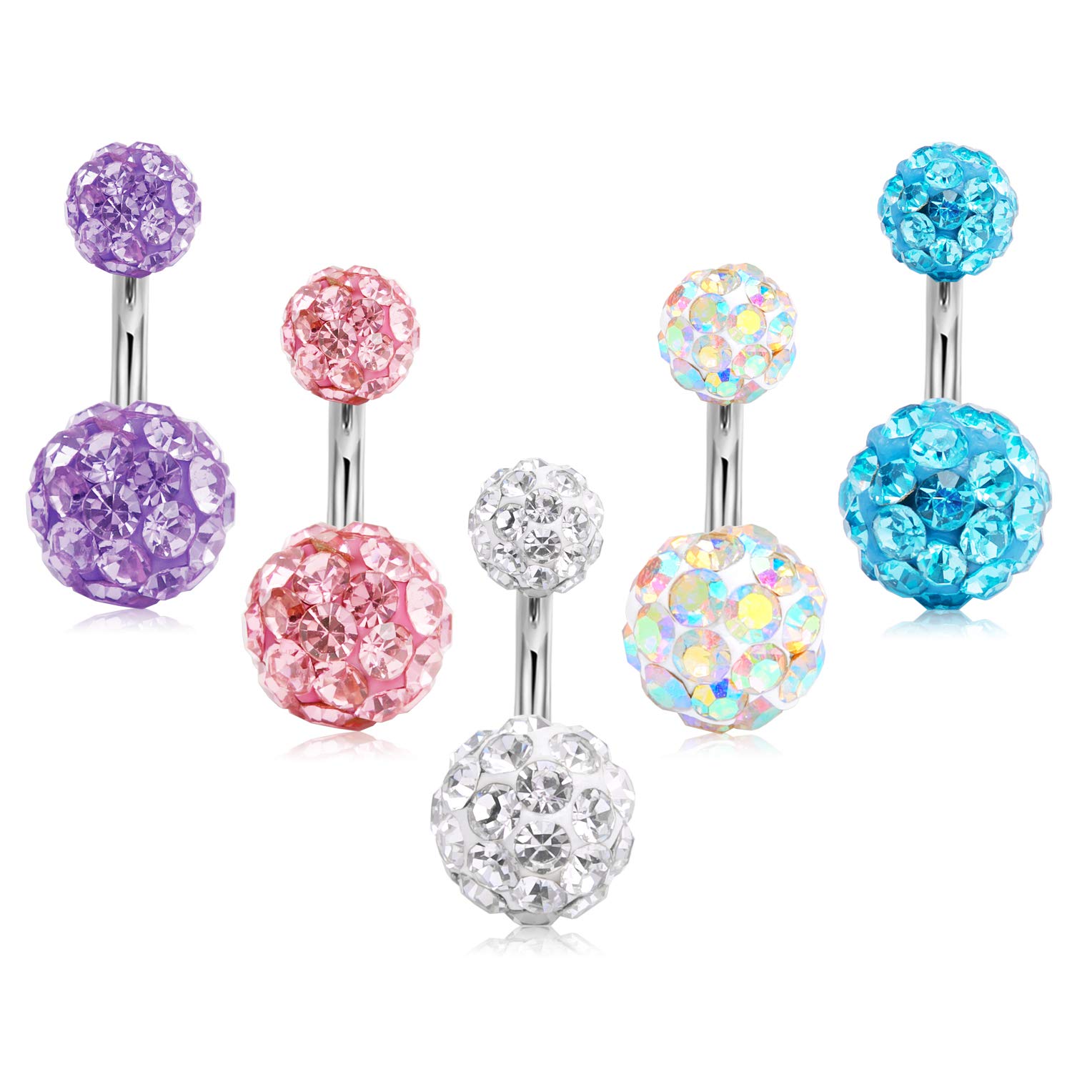 Belly Bars 14G Belly Button Rings 6/8/10/12/14mm Stainless Steel Navel Piercing Jewellery