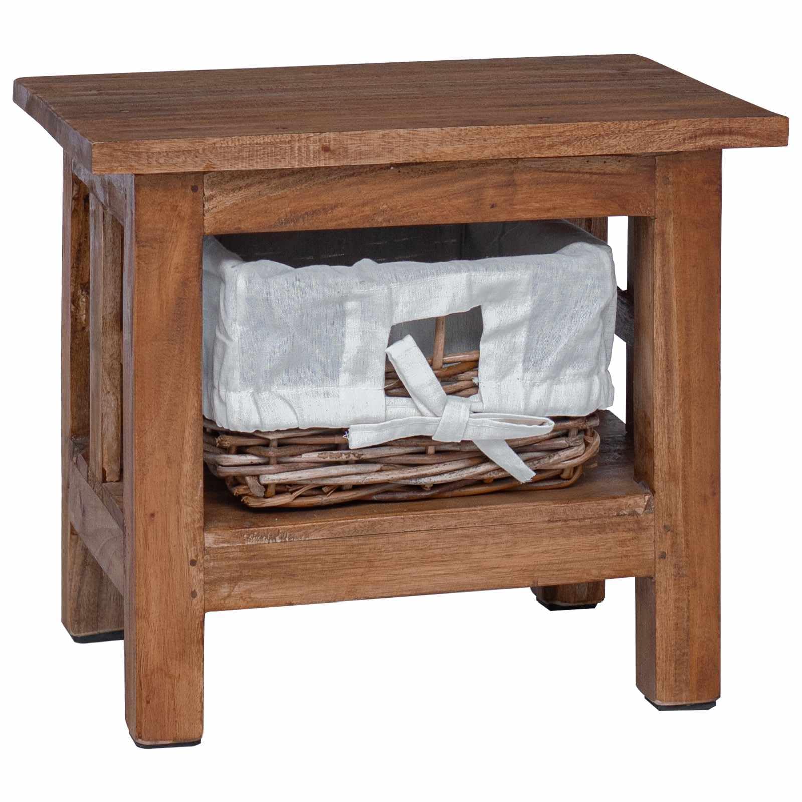 Table de chevet rustique en bois d'acajou avec rangement
