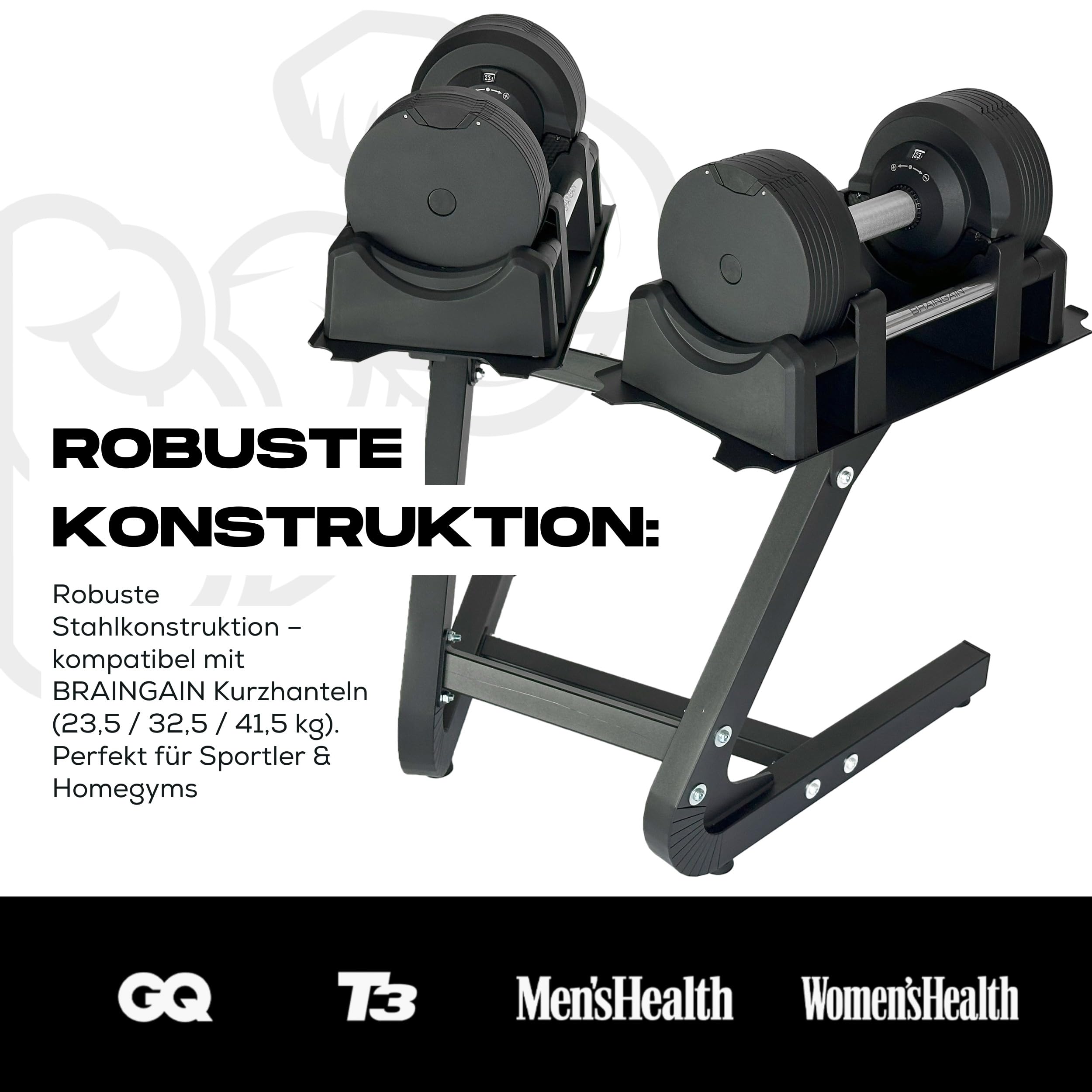 BRAINGAIN Rack Compatible 23.5kg 32.5kg 41.5kg Chrome Black Adjustable Dumbbells Stand Home Gym Equipment