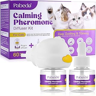 NATURE ZIRAN Cat Calming Pheromone Diffuser, 2 in 1 Cat Calming Starter Kit (Diffuser Head + 2pcs 48ml Vial) for 60 Days Use, Enhanced Cat Calming Diffuser Kit for Cat Anxiety Relief