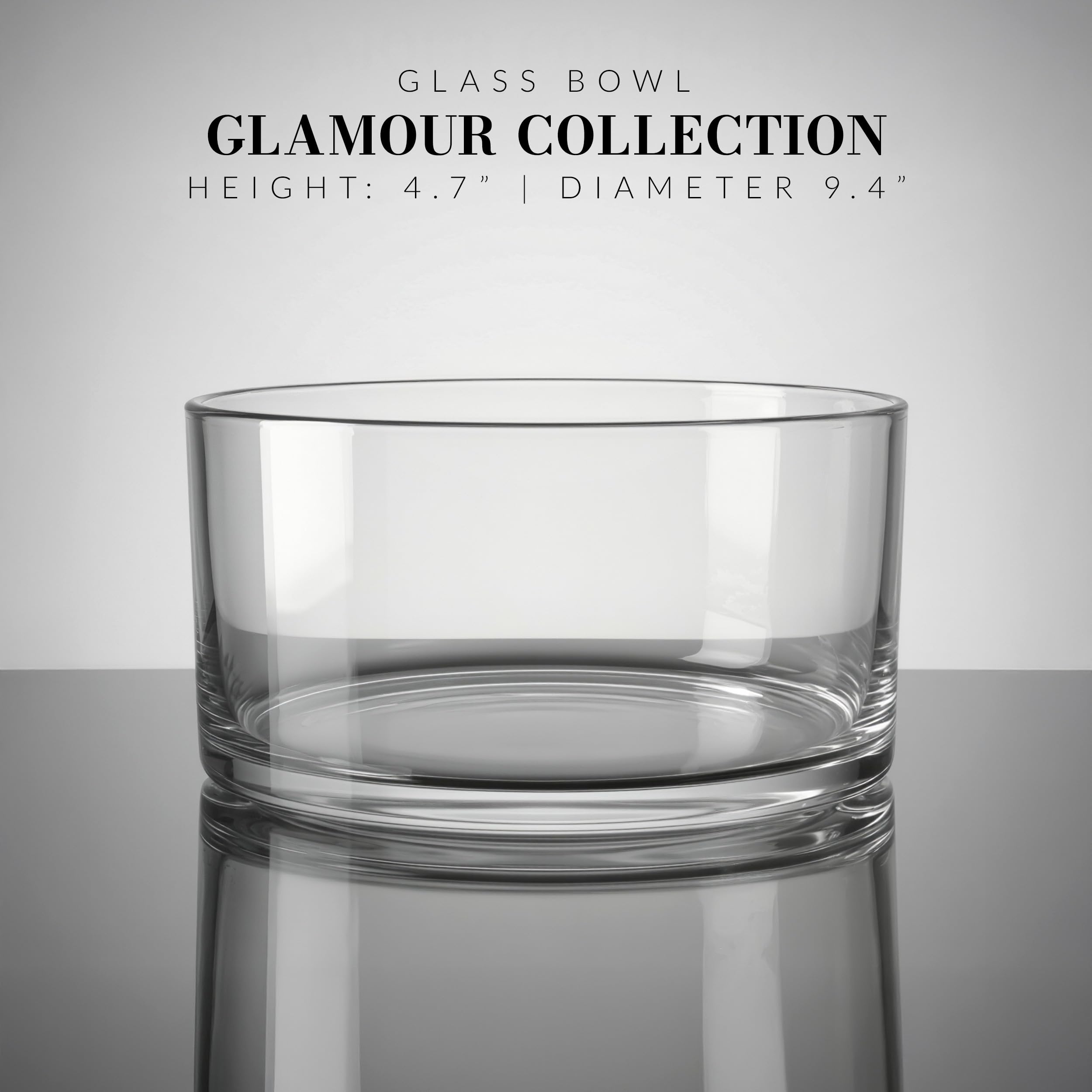 Krosno Salatschüssel Glas, 24 cm, Glamour Kollektion | Bleifreies Kristallglas Schüssel für Antipasti, Desserts und Salat, Süßigkeiten und Snacks, Handgefertigt
