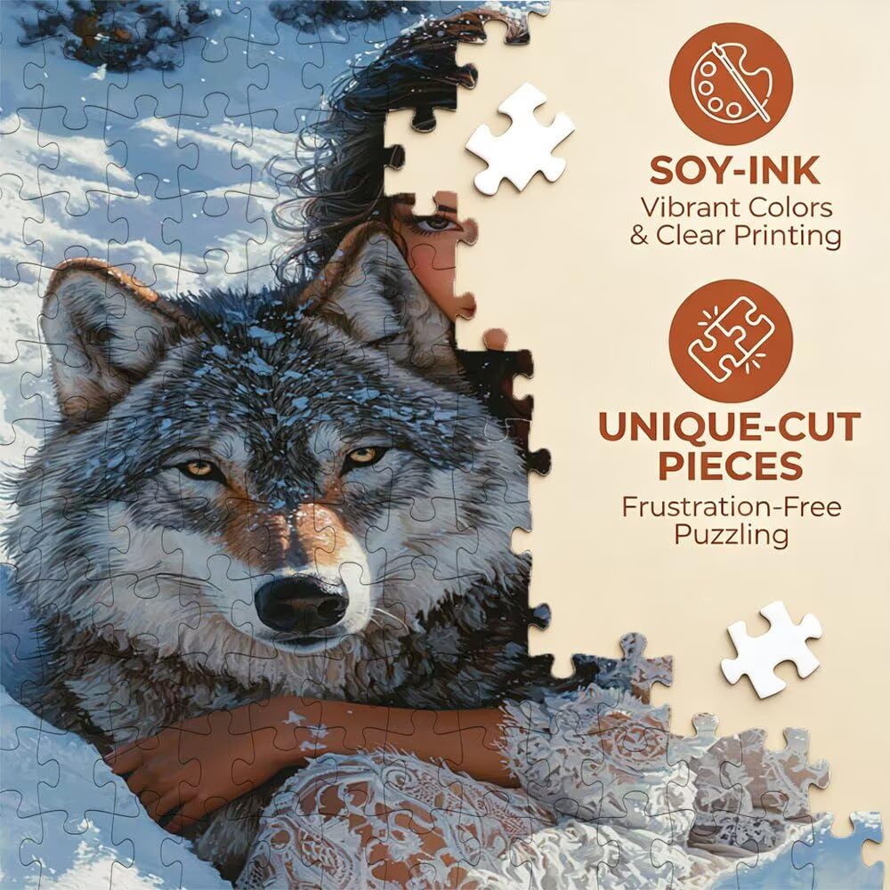 Puzzle 2000 sztuk, śnieżny wilk kobieta puzzle dla dorosłych 2000, drewniane puzzle, klasyczne gry edukacyjne, niemożliwe wyzwanie, rodzina gier, kreatywny prezent DX0YL1-986