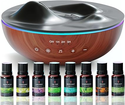 Aromatherapy Essential Oil Diffuser for Large Room with Essential Oils Kit, 500ml Ultrasonic Quiet Cool Mist Aroma Humidifier