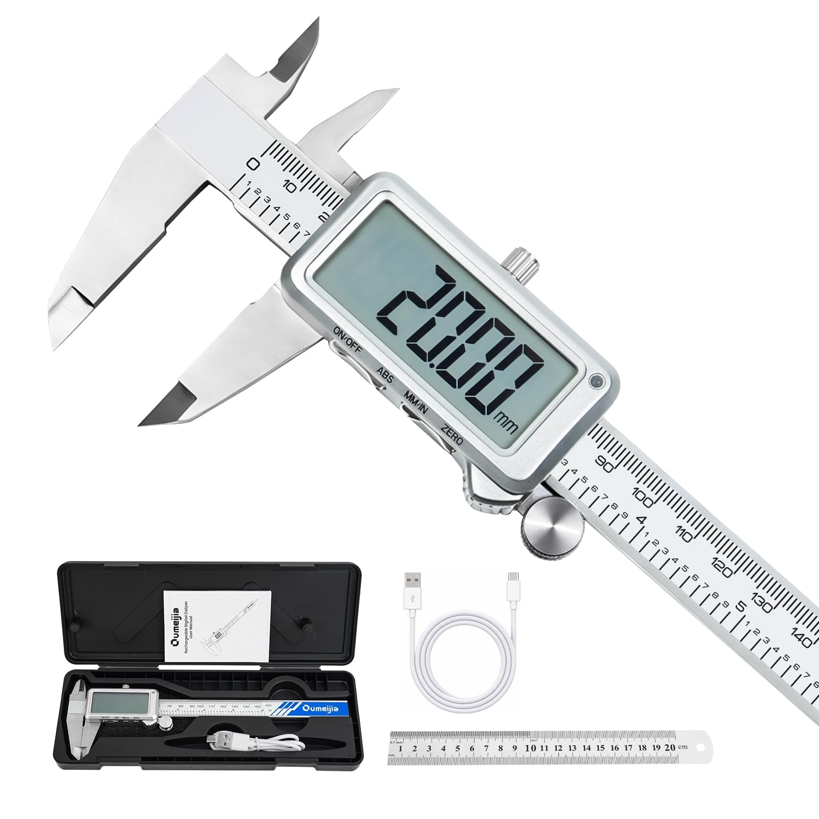 Digital Caliper 0-8 Inch - USB Rechargeable -11