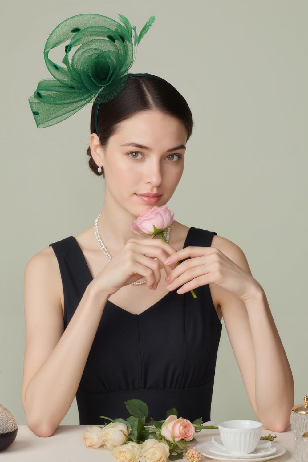 BABEYOND Fascinators Hats for Women - Tea Party Hats Kentucky Elegant Tulle Feather Bridal Wedding Headband with Hair Clip - Image 5