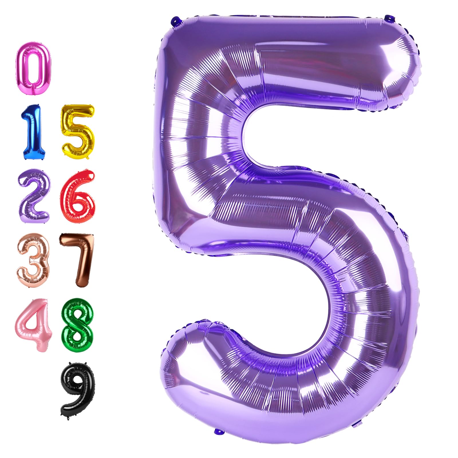 Number Balloons 5 Balloon Purple for 5th Birthday Party Decoration, 40 inch