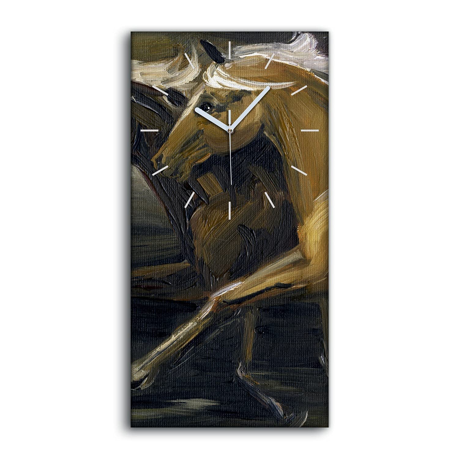 Horloge sur toile design chevaux art moderne de salon haut de gamme