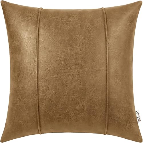Miniatura 23 de BRAWARM Fundas de Almohadas Decorativas de Cuero Plateado 22 X 22 Pulgadas - Funda de Almohada de Cuero Sintético con Vivo, Almohada Decorativa