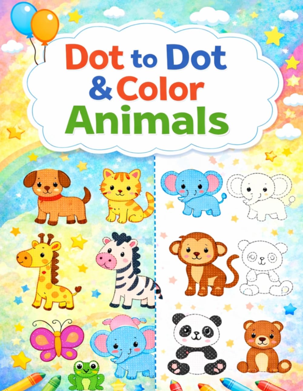 Dot to Dot Animals Coloring Book for Kids: Easy Connect the Dots Activity Book Ages 3-7 | Cute Animals, Numbers Practice, and Coloring Fun