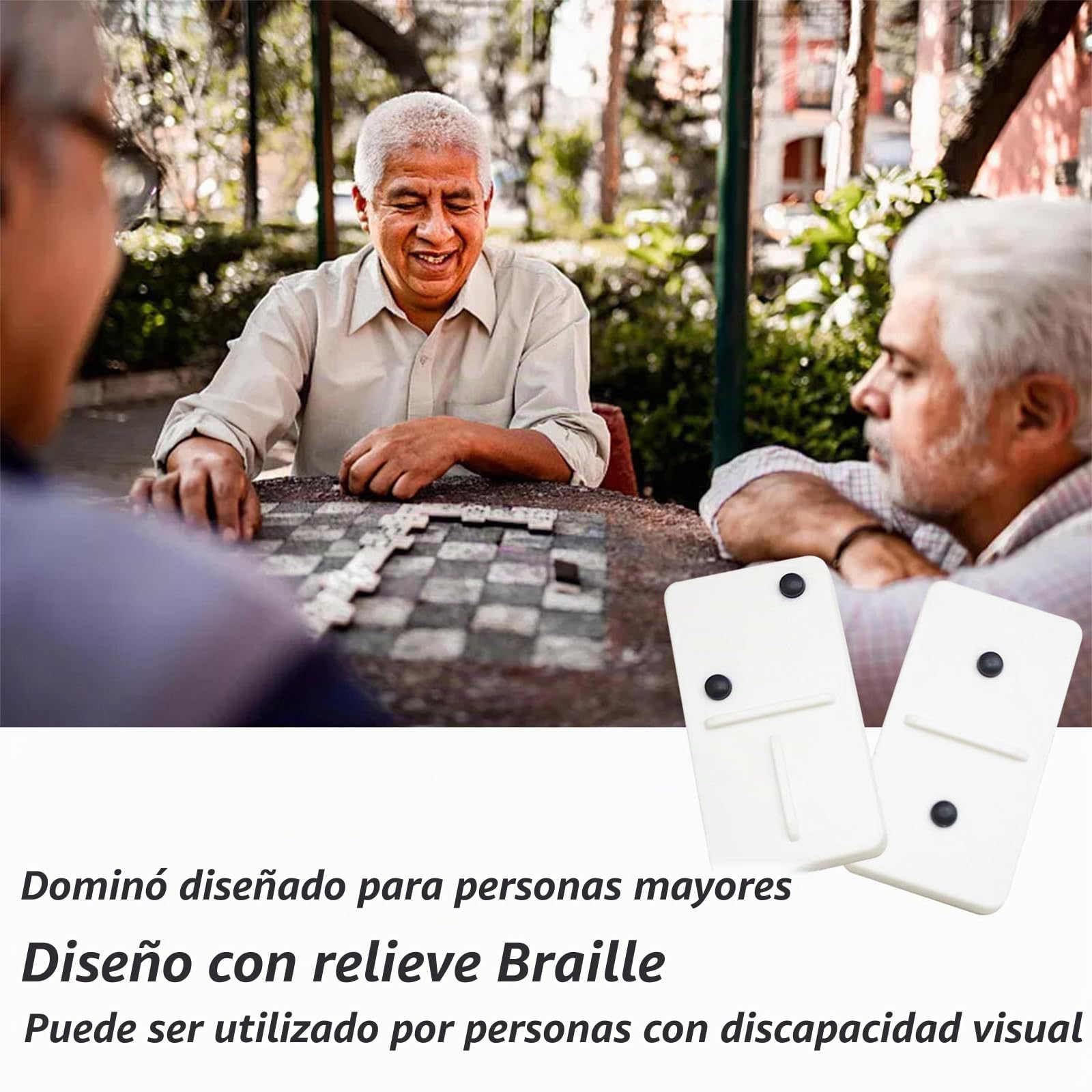 Juego de dominó para ciegos, juego doble portátil de 6 juegos con 28 piezas, doble resistente al tacto, seis juegos con puntos elevados para una visión débil, discapacidad visual y trastorno de | Juego de puntos elevados táctiles para adultos con baja vis