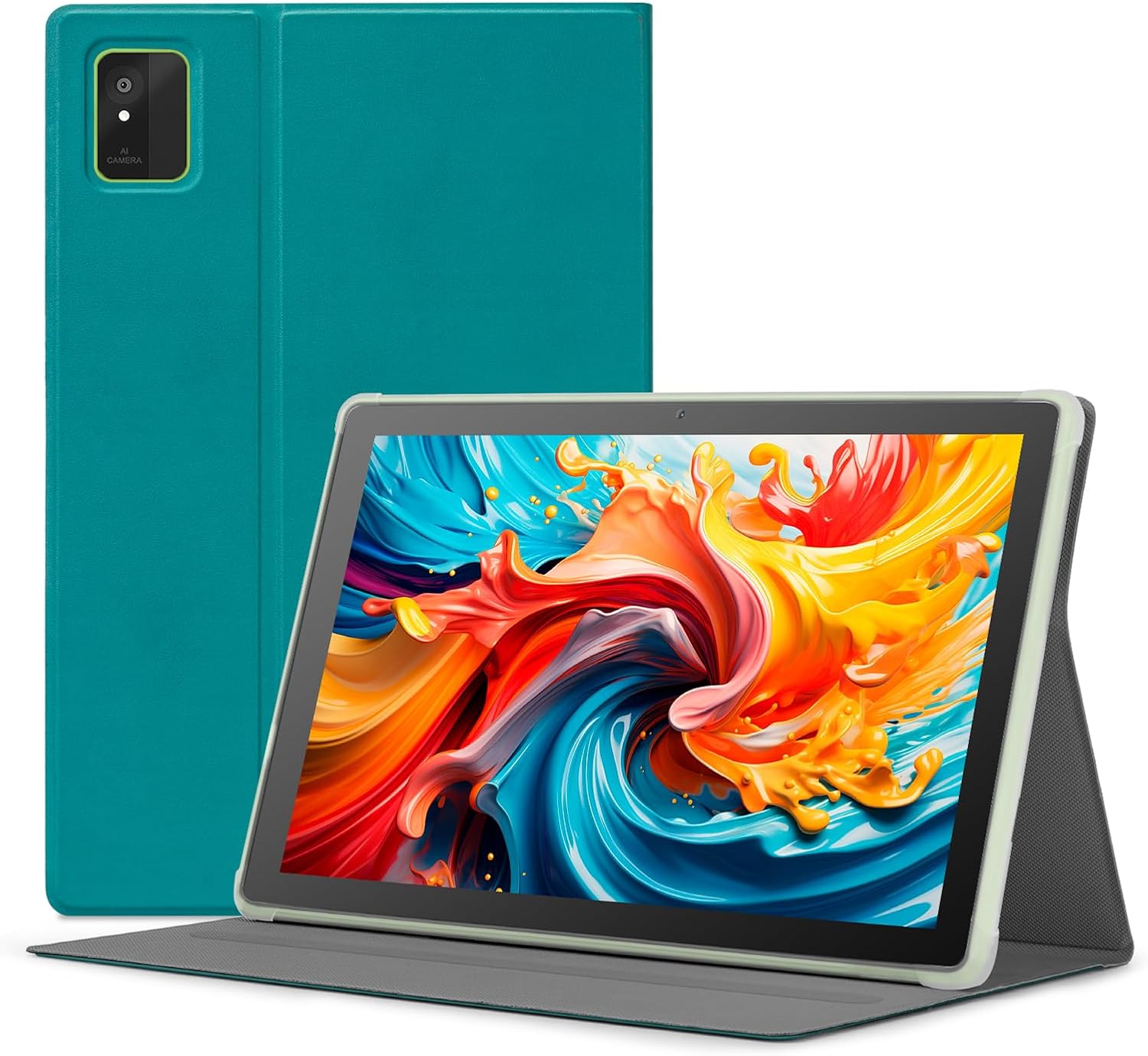 Tablette 10 pouces Android 15 tablettes, 8 Go de RAM 64 Go de ROM, extensible à 1 To, octa-core, HD IPS, 5G Wifi 6, certifié GMS, tablettes d'ordinateur pour adultes avec étui - Vert