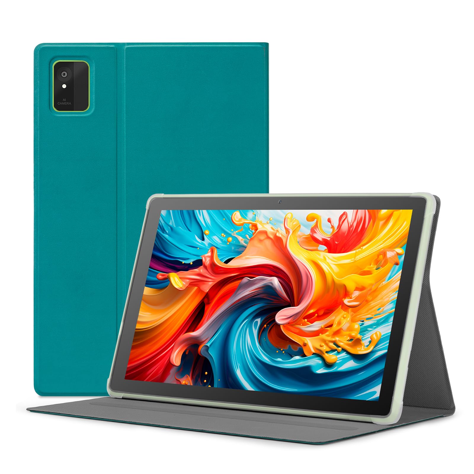 Tablette Android 15 de 10", 8 Go de RAM, 64 Go de ROM, extensible jusqu'à 1 To, Octa-Core, écran HD IPS, 5G WiFi 6, certifié GMS, tablettes informatiques pour adultes avec étui, vert