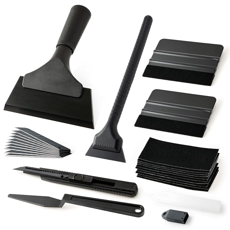 Kit de ferramentas para aplicação de película e envelopamento automotivo Gomake W47CAD com rodos e estilete