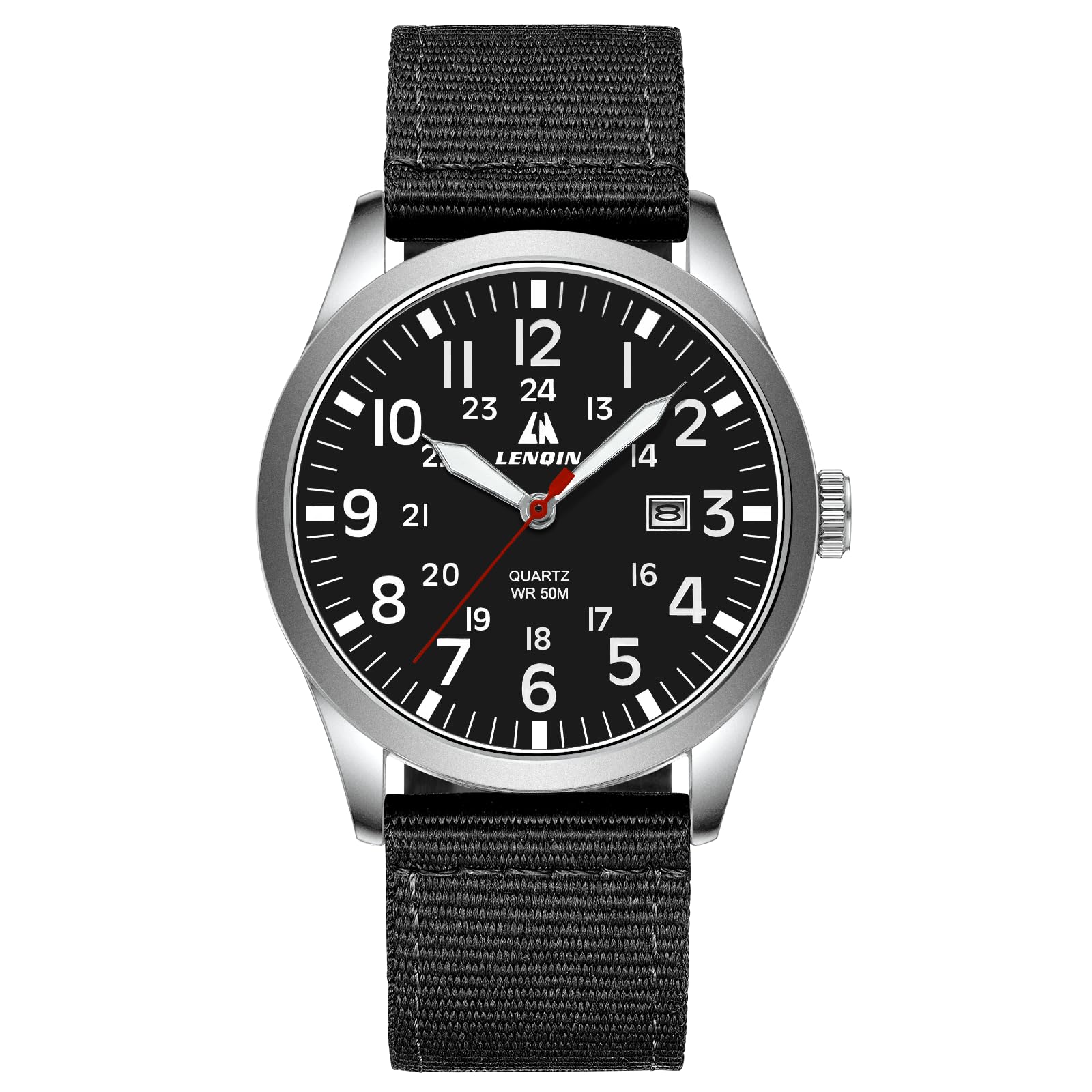 LN LENQIN Reloj Hombre Militar Relojes Analógicos Cuarzo para Hombres | Reloj de Campo Luminoso Impermeables Deportivo Táctico Relojes de Pulsera con Fecha y Correa de Nailon o Expansión