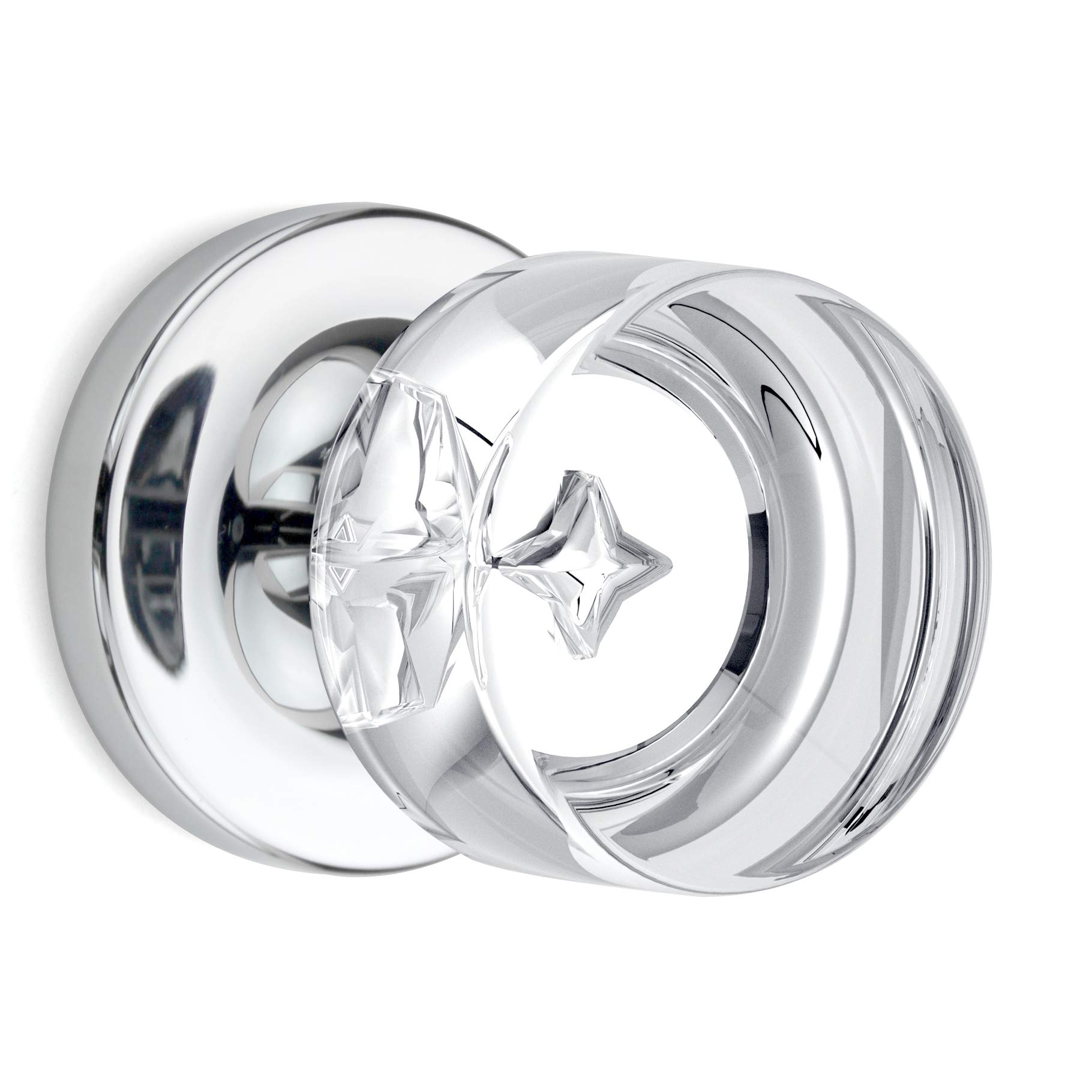 (4 Pack) Dummy Round Crystal Door Knobs Chrome Round Rosette