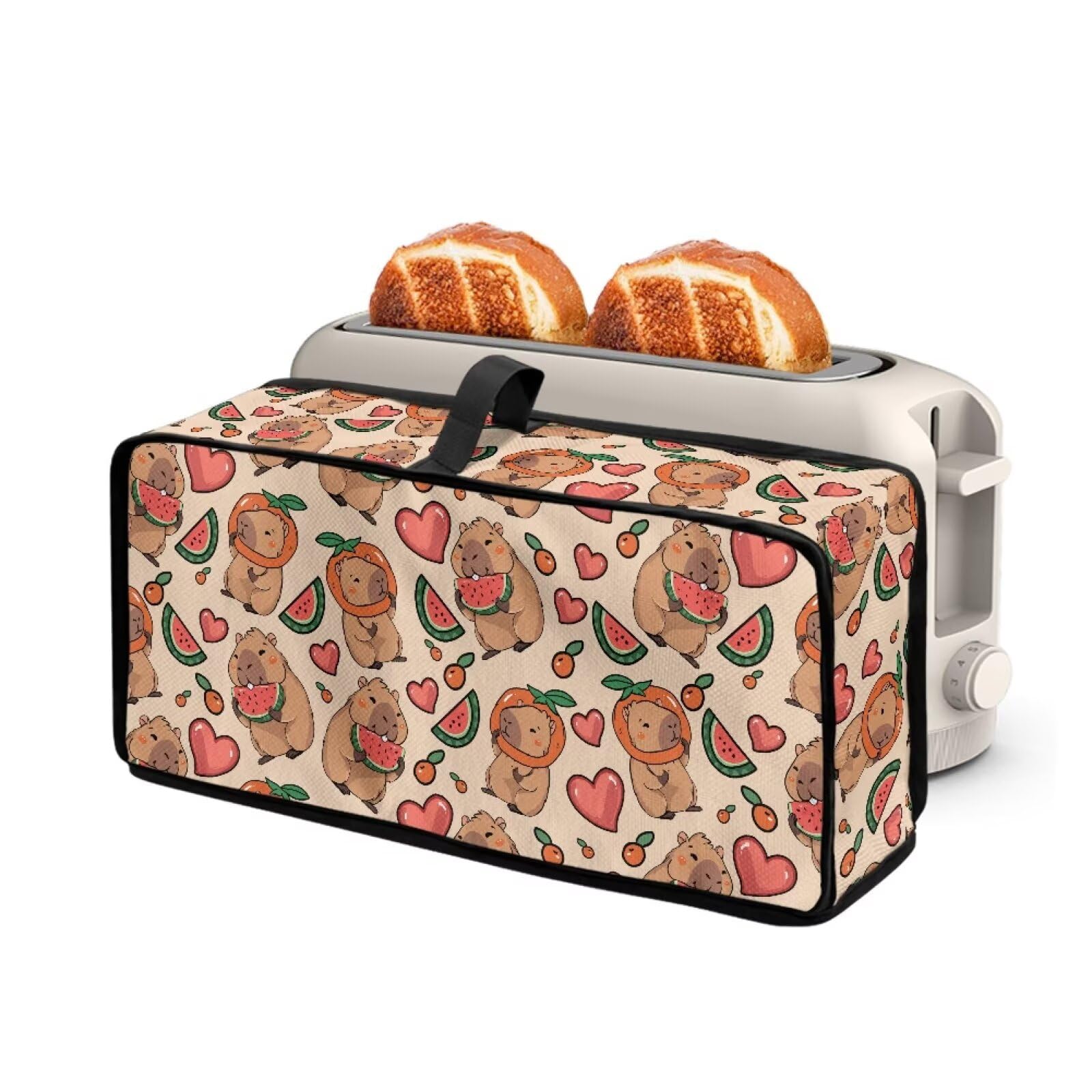 Cartoon Capybara 2 Slice Long Slot Toaster Dust Cover Slim Bread Toaster Oven Dustproof Cover Kitchen Bakeware Protector Anti Dust Fingerprint Protection