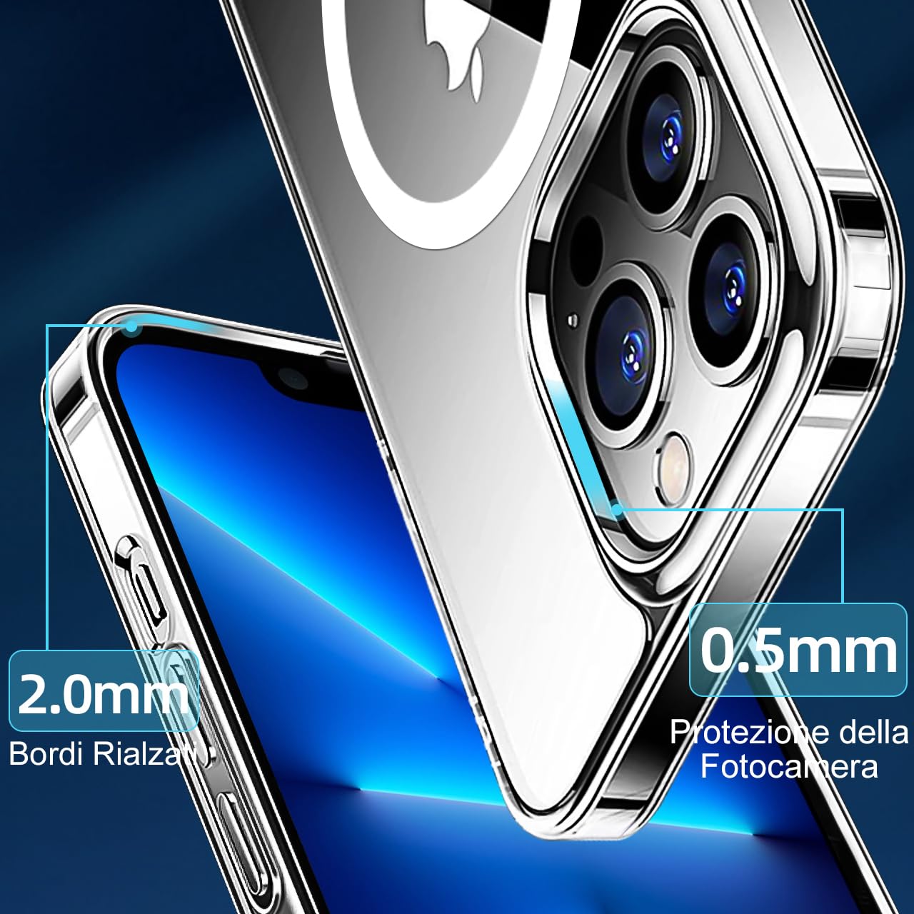 tigratigro Cover Magnetica per iPhone 13 Pro Max, Compatibile con MagSafe Ricarica Wireless, Anti Ingiallimento, Antiurto di Grado Militare, Custodia magnetica, Retro Antigraffio Trasparente