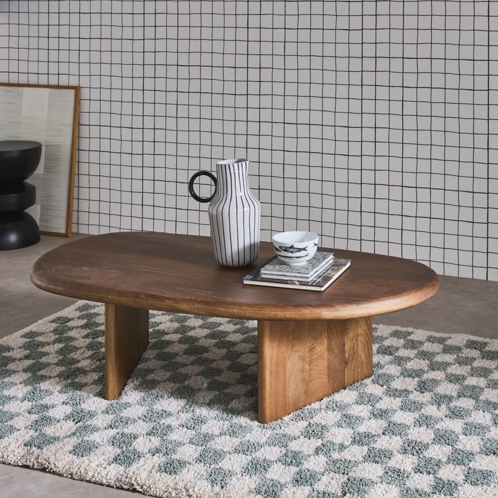 sweeek - Table basse ovale bois de manguier noyer. L 119.5 x P 60 x H 35cm