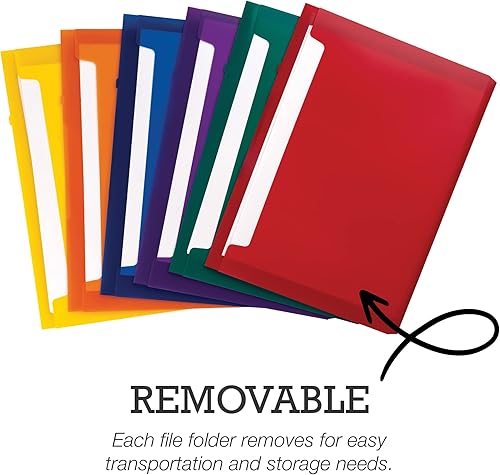 Miniatura 4 de Samsill Organizador de archivos de pared en cascada, organización y almacenamiento Classrom, 6 carpetas colgantes de polietileno extraíbles,