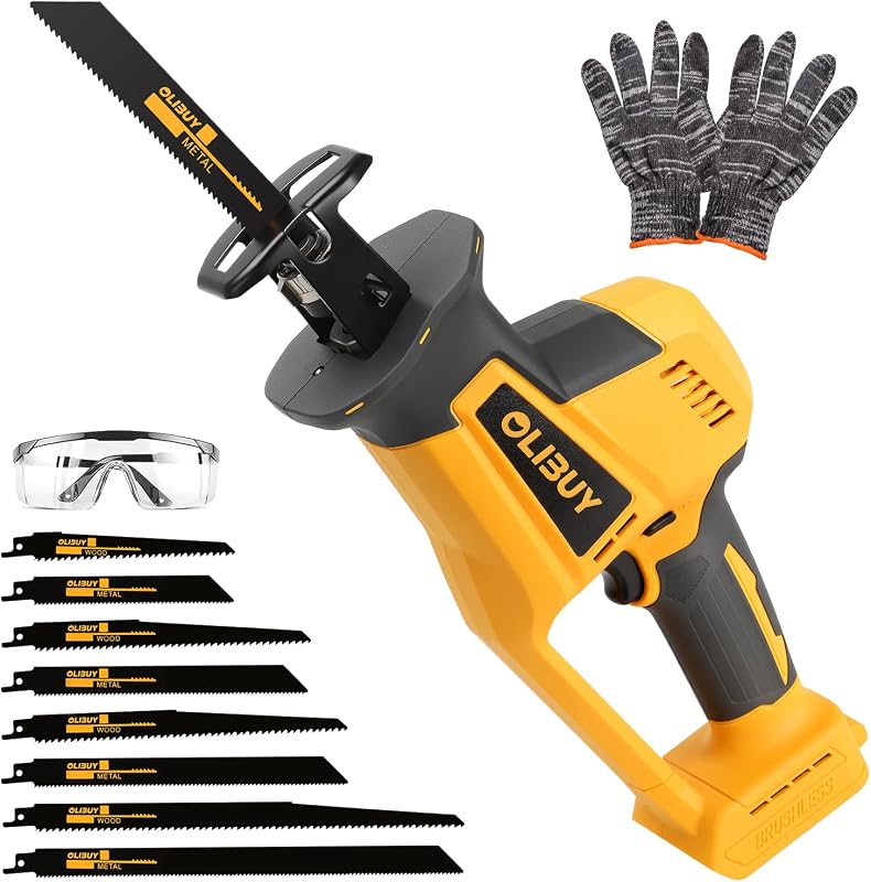 Reciprocating Saw for Dw 20V Battery, Cordless Reciprocating Saws with 8 Blades,0-3000SPM Variable Speed, Cordless Sawzall for Wood/Metal/PVC Cutting(Battery Not Included)