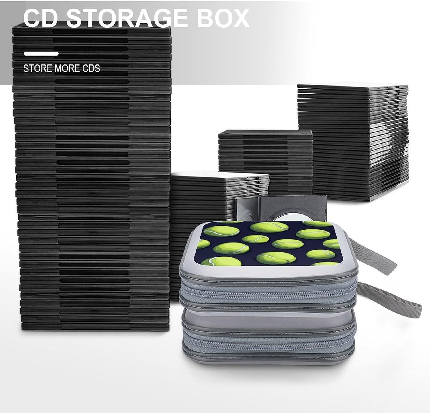 Green Tennis Balls Protective CD Case Storage Rack 40 Capacity DVD Holder Organizer Car Travel