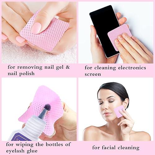 Miniatura 5 de 540 toallitas de uñas sin pelusas, almohadillas suaves no tejidas para quitar esmalte de uñas, toallitas rosadas, toallitas sin pelusa para