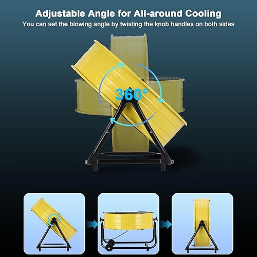 Miniatura 5 de Ventilador de tambor industrial de 24 pulgadas, ventilador de piso de alta velocidad de 8800 CFM, resistente, 3 velocidades, inclinación totalmente