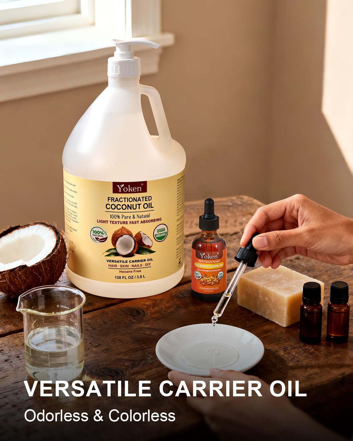 Yoken Organic Fractionated Coconut Oil Liquid Carrier & Body Oil