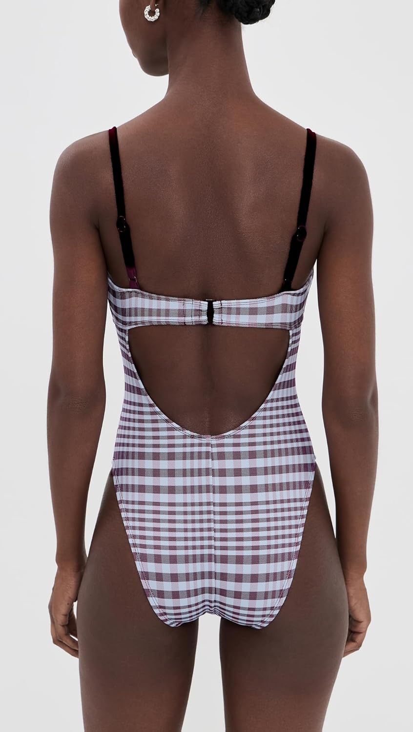 Good American Women's Plaid Drawstring Swimsuit - Image 3