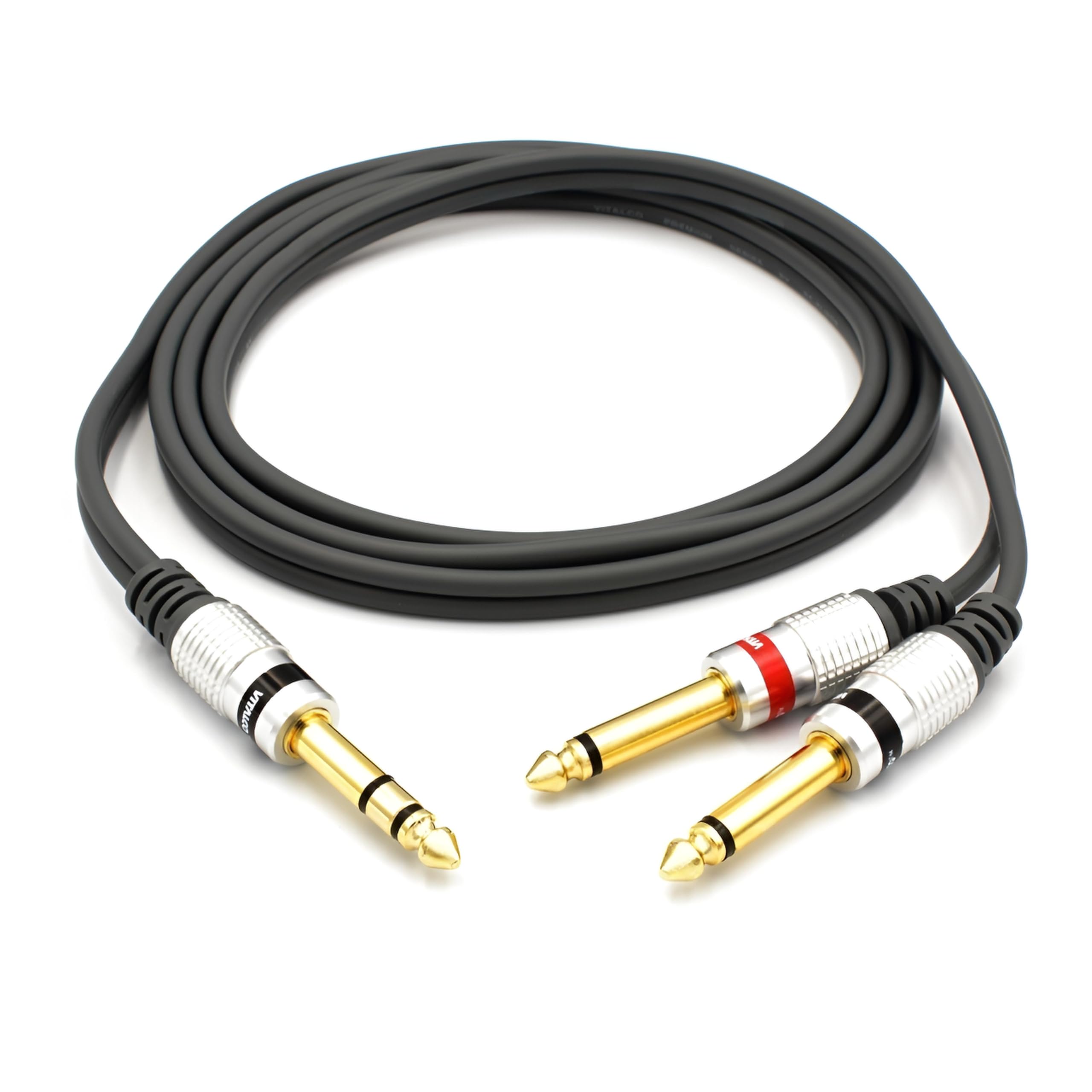 Cavo Jack 6.3 Stereo a 2x 6.3 Mono 5m Audio Maschio 6.35mm TRS Stereo a Doppio 6.35mm Mono TS Insert Y Splitter Cavo Connettore Adattatore