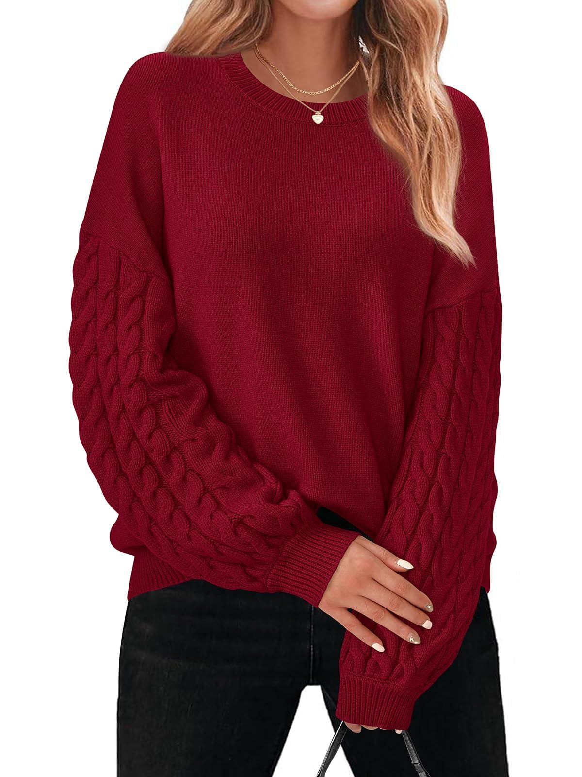 PRETTYGARDEN Womens Fall Sweaters 2025 Cable Knit Long Sleeve Crewneck Casual Chunky Pullover Oversized Sweater Outfits