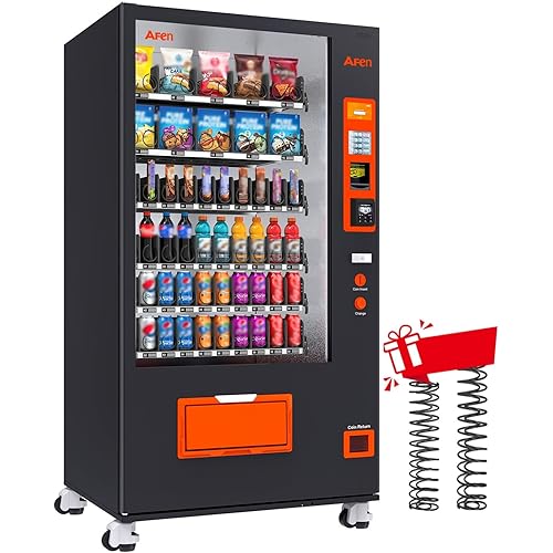 AFEN Large Commercial Vending Machine with Card Reader and Bill/Coin Acceptor, Refrigerated Beverage Snack Combo Vending Machine for Business, Durable Cashless Vending Machine Anunmanned 24/7 Placed