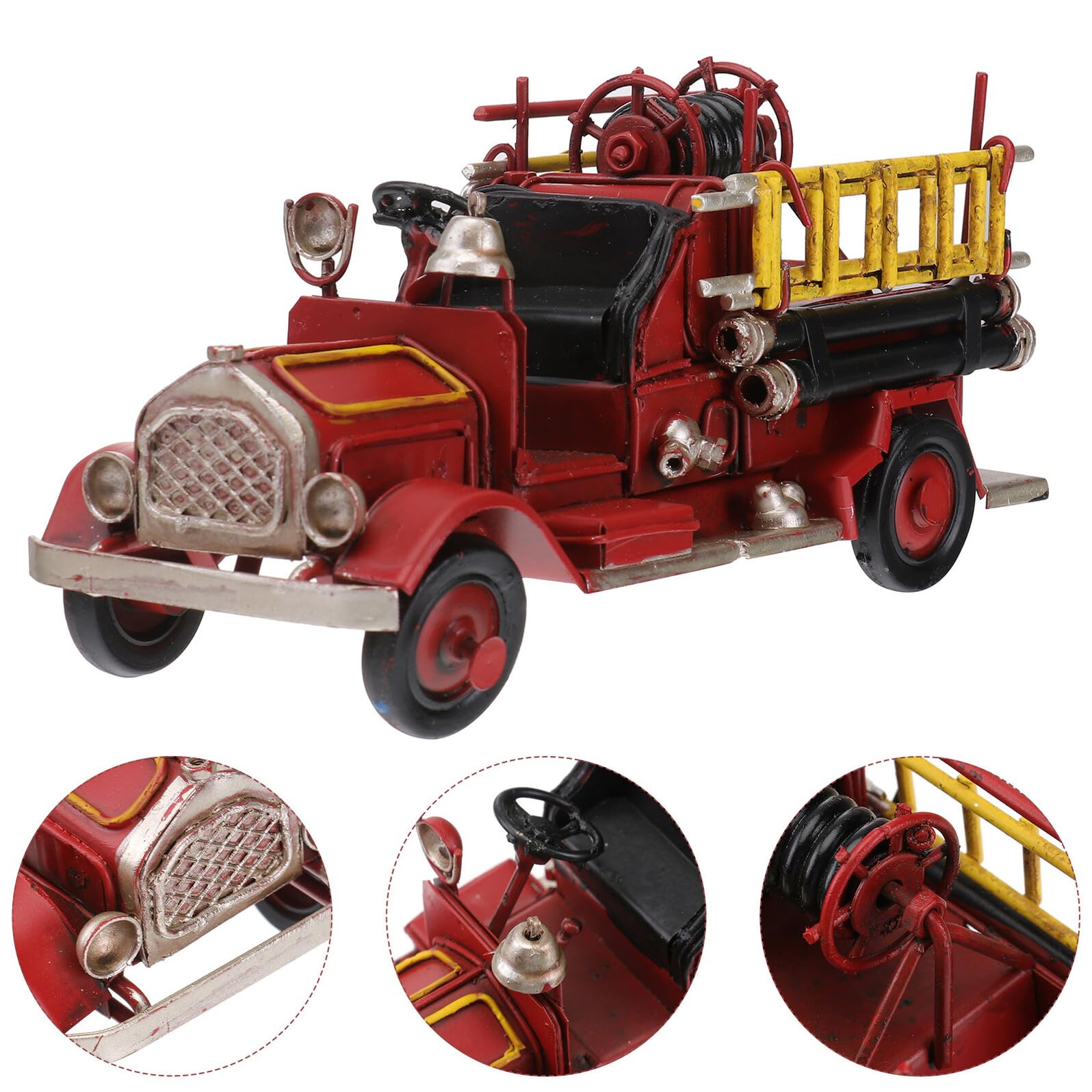 Kleiner Feuerwehrauto Modell aus Eisen in Rot, Retro Vintage