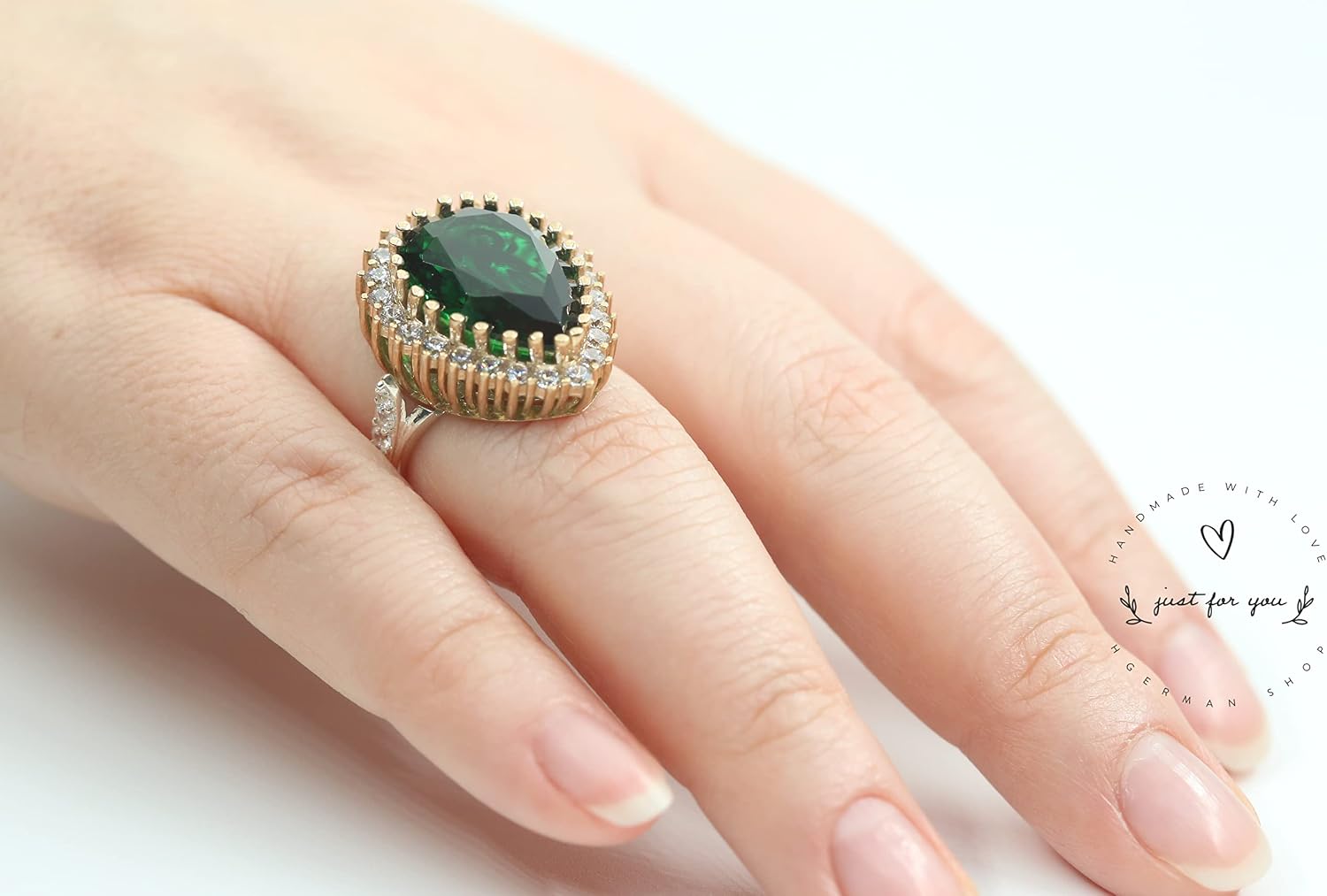 Special Handmade Ottoman Design Emerald 925 Sterling Silver Ring, Antique Hurrem Ring, Various Size