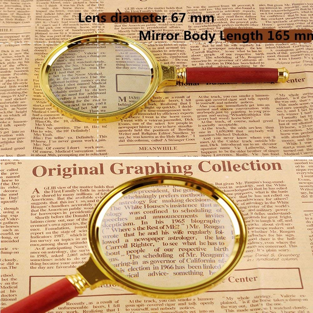 Lupas 5X Lente HD Lupa de Mano con Mango Personas mayores Lectura Libros Periódicos Mapas Pasatiempos Manualidades Tallado Identificación Lupa